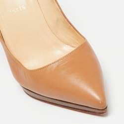 Pre Owned Christian Louboutin Beige Leather Pigalle Plato Pointed Toe Pumps Size 39.5