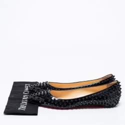 Christian Louboutin Black Patent Leather Pigalle Spikes Ballet Flats Size 41