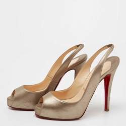 Christian Louboutin Metallic Leather No Prive Slingback Sandals Size 35