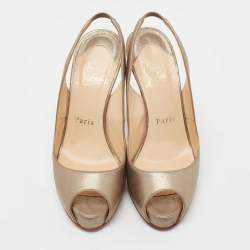 Christian Louboutin Metallic Leather No Prive Slingback Sandals Size 35