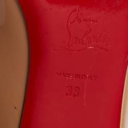 Pre Owned Christian Louboutin Beige Patent Leather Treliliane Spike Pumps Size 38