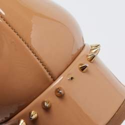 Pre Owned Christian Louboutin Beige Patent Leather Treliliane Spike Pumps Size 38