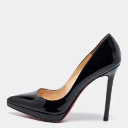 Pre Owned حذاء كعب عالي كريستيان لوبوتان بيغال بلاتو جلد لامع أسود نعل سميك مقاس 37