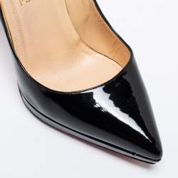 Pre Owned حذاء كعب عالي كريستيان لوبوتان بيغال بلاتو جلد لامع أسود نعل سميك مقاس 37