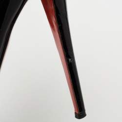 Pre Owned Christian Louboutin Black/Gold Patent Leather And Lamé Fabric Asteroid Spike Platform Pumps Size 38