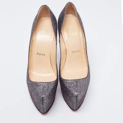 Pre Owned Christian Louboutin Silver Glitter Daffodile Pumps Size 37