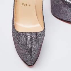 Pre Owned Christian Louboutin Silver Glitter Daffodile Pumps Size 37