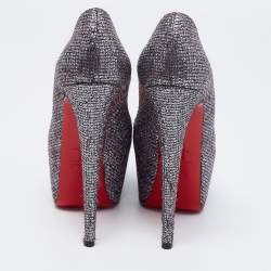 Pre Owned Christian Louboutin Silver Glitter Daffodile Pumps Size 37