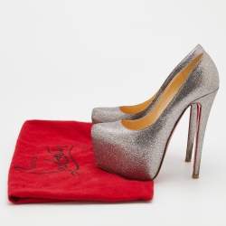 Pre Owned حذاء كعب عالي كريستيان لوبوتان دافوديل غليتر متعدد الألوان نعل سميك مقاس 35