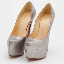 Pre Owned حذاء كعب عالي كريستيان لوبوتان دافوديل غليتر متعدد الألوان نعل سميك مقاس 35