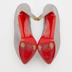 Pre Owned حذاء كعب عالي كريستيان لوبوتان دافوديل غليتر متعدد الألوان نعل سميك مقاس 35