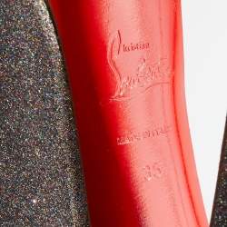 Pre Owned حذاء كعب عالي كريستيان لوبوتان دافوديل غليتر متعدد الألوان نعل سميك مقاس 35