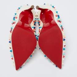 Pre Owned حذاء كعب عالي كريستيان لوبوتان بيغال جلد متعدد الألوان مرصع سبايك مقاس 37.5