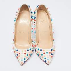 Pre Owned حذاء كعب عالي كريستيان لوبوتان بيغال جلد متعدد الألوان مرصع سبايك مقاس 37.5