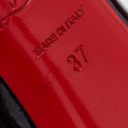 Pre Owned حذاء كعب عالي كريستيان لوبوتان نيو سيمبل جلد أسود لامع نعل سميك مقاس 37