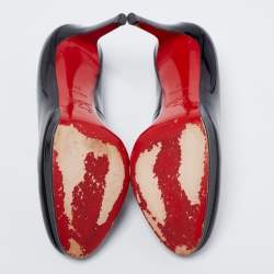 Pre Owned حذاء كعب عالي كريستيان لوبوتان نيو سيمبل جلد أسود لامع نعل سميك مقاس 37