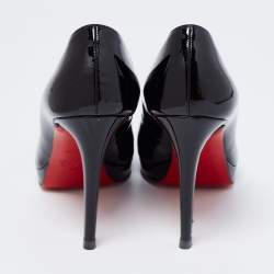 Pre Owned حذاء كعب عالي كريستيان لوبوتان نيو سيمبل جلد أسود لامع نعل سميك مقاس 37