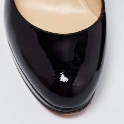 Pre Owned حذاء كعب عالي كريستيان لوبوتان نيو سيمبل جلد أسود لامع نعل سميك مقاس 37