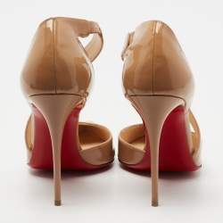 Pre Owned Christian Louboutin Beige Patent Leather Jumping D'orsay Pumps Size 39