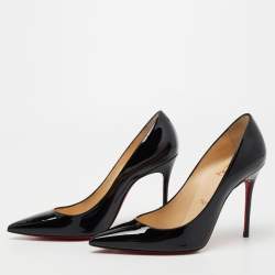 Pre Owned Christian Louboutin Black Patent Leather Kate Pumps Size 36.5
