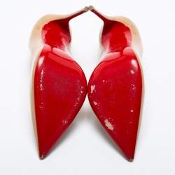 Pre Owned Christian Louboutin Beige Patent Leather So Kate Pumps Size 38.5