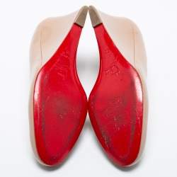 Pre Owned Christian Louboutin Beige Patent Leather RonRon Zeppa Wedge Pumps Size 38