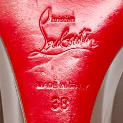 Pre Owned Christian Louboutin Beige Patent Leather RonRon Zeppa Wedge Pumps Size 38