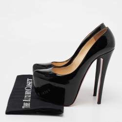 مملوكة مسبقًا Christian Louboutin Black Patent Leather Daffodile Platform Pumps Size 37.5
