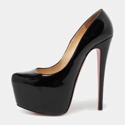 مملوكة مسبقًا Christian Louboutin Black Patent Leather Daffodile Platform Pumps Size 37.5
