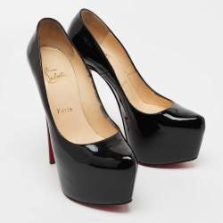 مملوكة مسبقًا Christian Louboutin Black Patent Leather Daffodile Platform Pumps Size 37.5