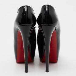 مملوكة مسبقًا Christian Louboutin Black Patent Leather Daffodile Platform Pumps Size 37.5