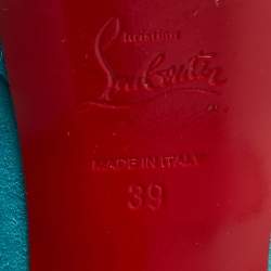 Pre Owned حذاء كعب عالي  كريستيان لوبوتان بيانكا سويدي فيروزي نعل سميك مقاس 39