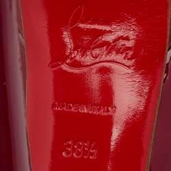 مملوكة مسبقًا Christian Louboutin Magenta Pink Patent Leather Lady Peep Toe Platform Pumps Size 38.5