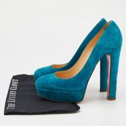 Christian Louboutin Blue Suede Bibi Platform Pumps Size 39