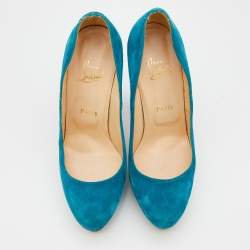 Christian Louboutin Blue Suede Bibi Platform Pumps Size 39