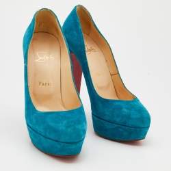 Christian Louboutin Blue Suede Bibi Platform Pumps Size 39