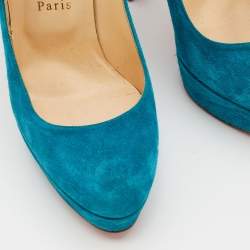Christian Louboutin Blue Suede Bibi Platform Pumps Size 39