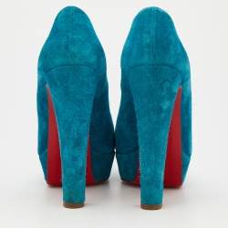 Christian Louboutin Blue Suede Bibi Platform Pumps Size 39