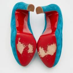Christian Louboutin Blue Suede Bibi Platform Pumps Size 39
