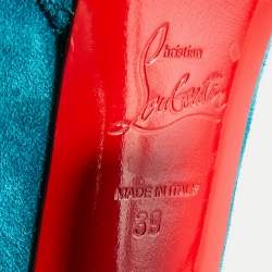 Christian Louboutin Blue Suede Bibi Platform Pumps Size 39