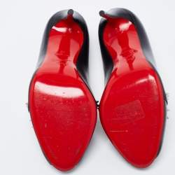 Pre Owned Christian Louboutin Black Leather Cagouletta Peep-Toe Pumps Size 38