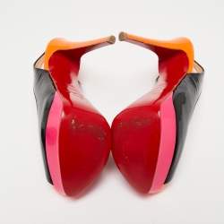 Christian Louboutin Tri-Color Patent Leather Lady Peep Slingback Sandals Size 36.5