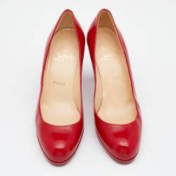 Christian Louboutin Red Patent Leather New Simple Platform Pumps Size 37