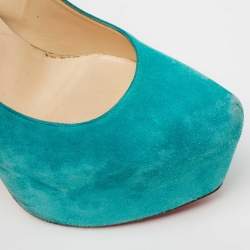 Christian Louboutin Turquoise Blue Suede Daffodile Platform Pumps Size 40