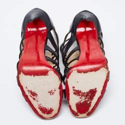 Christian Louboutin Black Leather Denis Caged Sandals Size 39.5