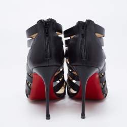 Christian Louboutin Black Leather Denis Caged Sandals Size 39.5