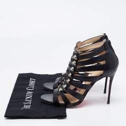 Christian Louboutin Black Leather Denis Caged Sandals Size 39.5