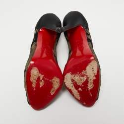 Christian Louboutin Black Lace and Satin Fetilo Peep-Toe Pumps Size 38