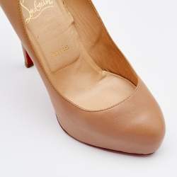 Pre Owned Christian Louboutin Beige Leather Miss Clichy Platform Pumps Size 37