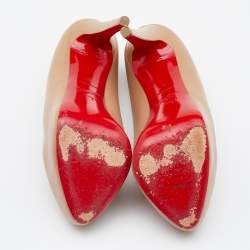 Pre Owned Christian Louboutin Beige Leather Miss Clichy Platform Pumps Size 37